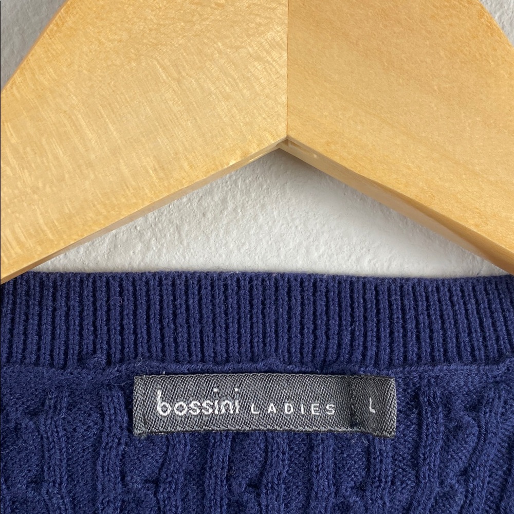 Bossini Ladies Cable Knit Varsity Striped Long Sleeve Button Front Cardigan - Picture 12 of 13